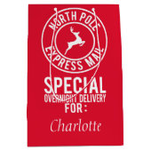 Medium Rood & Wit Noordpool Express Mail Naam Cadeauzakje (Voorkant)