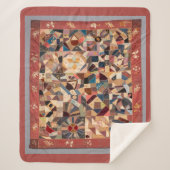 Medium rustieke  Crazy Patchwork Quilt Sherpa Deken (Voorkant)