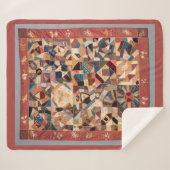 Medium rustieke  Crazy Patchwork Quilt Sherpa Deken (Voorkant (horizontaal))