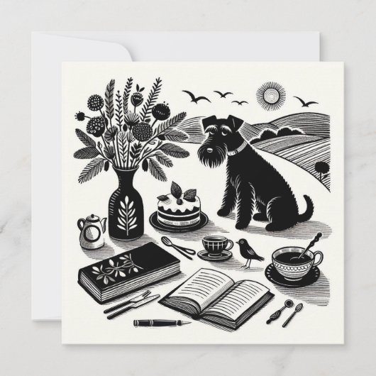 Medium Schnauzer Note Kaart Notitiekaartje (Voorkant)