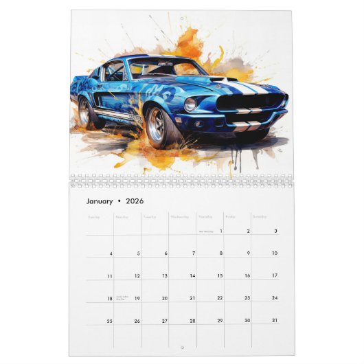 Medium Size Hot Rods Calendar Kalender (Jan 2026)