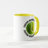 Medium Text GEEL Combo 11oz Aangepaste Tennis Mok (Voorkant rechts)