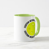 Medium Text LIME Combo 11oz Aangepaste Pickleball Mok (Voorkant rechts)