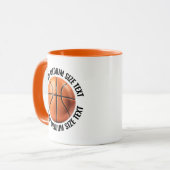 Medium Text ORANGE Combo 11oz Aangepaste Basketbal Mok (Voorkant links)