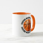 Medium Text ORANGE Combo 11oz Aangepaste Basketbal Mok (Voorkant rechts)