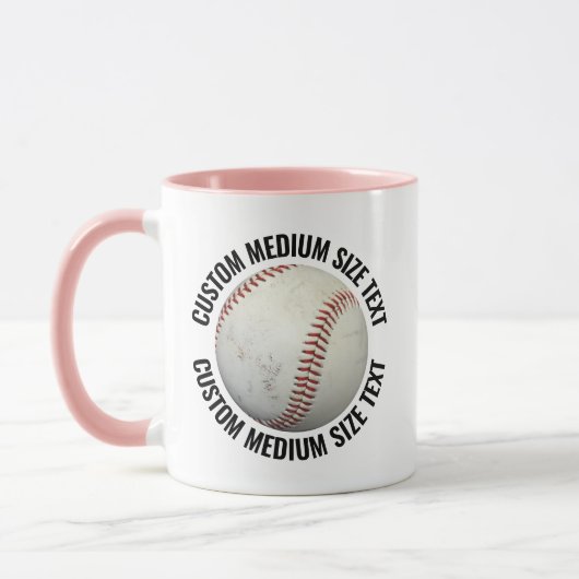 Medium Text ROZE Combo 11oz Custom Honkbalpetje Mok (Links)