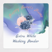 Medium vierkant waterdicht label met bloemen (Design 1)