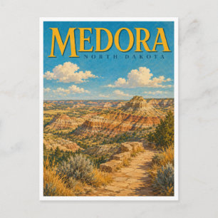 Medora North Dakota Geschilderde Kloof GeoSaga Briefkaart