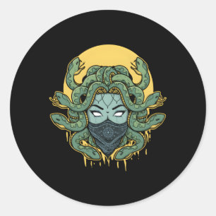 Medusa Abstracte slangen Griekse mythologie Gangst Ronde Sticker