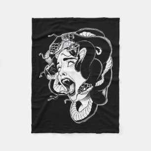 Medusa Blackwork Tattoo Flash Fleece Deken
