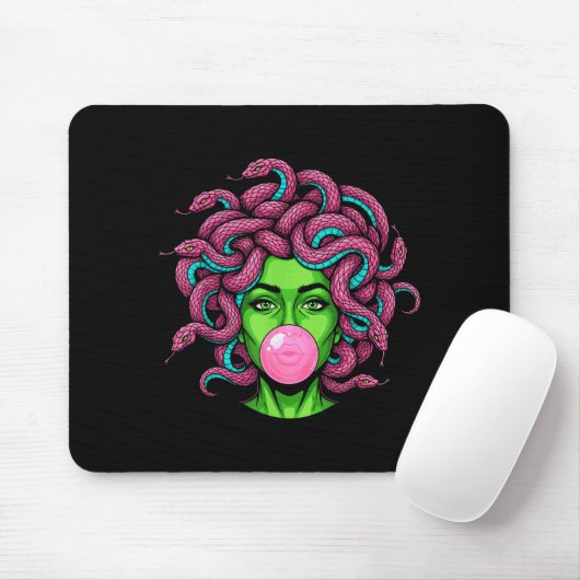 Medusa Blowing Bubblegum P Art Mythology Design Muismat (Met muis)