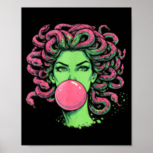 Medusa bubblegum Griekse mythologische slang haar Poster