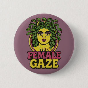 Medusa de vrouwelijke blik ronde button 5,7 cm
