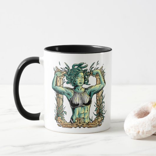 Medusa droom er niet van - treed het op! mok (Met donut)