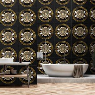 Medusa en Griekse Meander Sleutel  Ontwerper Behang