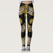 Medusa Exotica Leopard en Gouden Tassel Zwart Leggings (Voorkant)