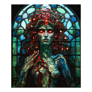 Medusa - Glas in lood venster Tiffany stijl Foto Afdruk