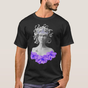 Medusa Gorgon Greek Mythology Paars Floral T-shirt