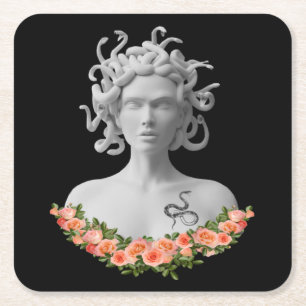 Medusa Gorgon Griekse mythologie Vierkante Kartonnen Onderzetter