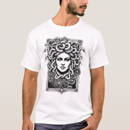 Medusa Greek Goddess with snakes illustration T-shirt