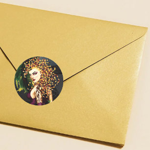 Medusa Griekse Mythologie Slang Gorgon Ronde Sticker