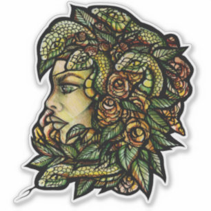Medusa Groene Slangen Gorgon Sticker