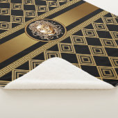 Medusa Head Black en Gold Sherpa Blanket Sherpa Deken (3/4)
