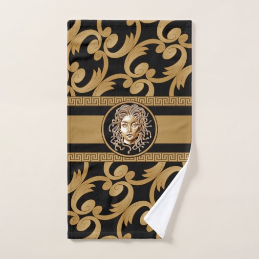 Medusa luxe Baroque Gold & Black Bath Towel Set Bad Handdoek (Handdoek)