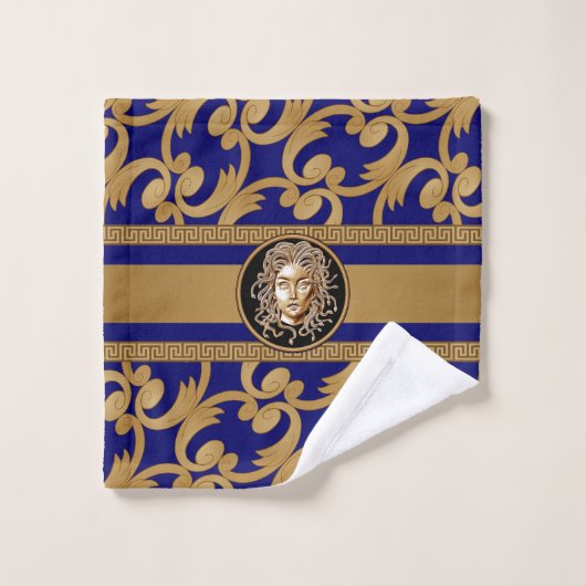 Medusa luxe Baroque Gold en Blue Bad Handdoek (Wasdoekje)