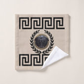 Medusa Noire, clé grecque, couronne de laurier, be (Gant de toilette)
