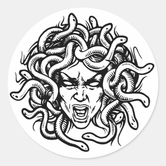 Medusa Ronde Sticker (Voorkant)