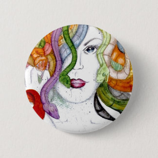 Medusa-slanghaarbadge Ronde Button 5,7 Cm