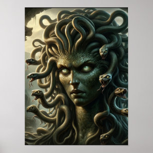 Medusa Starende Dode Hoofd van Slangen Poster