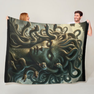 Medusa Starende Dodenhoofd van Slangen Fleece Deken
