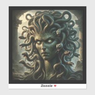 Medusa Starende Dodenhoofd van Slangen Sticker
