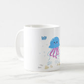 Méduse bleue avec tentacules roses Café Mug (Devant gauche)