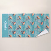 Méduse de gelée côtière à paillettes bleues (Serviette de bain)