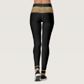 Méduse dorée et clé grecque sur leggings noirs (Dos)