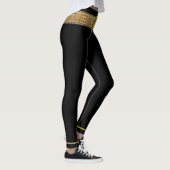 Méduse dorée et clé grecque sur leggings noirs (Droite)