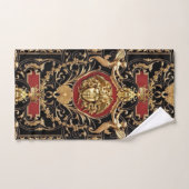 Méduse dorée rouge et or sur noir Cadeau / Invité (Serviette à main)