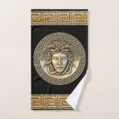 Méduse Gorgone Dorée Clé Grecque Noire (Serviette à main)