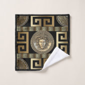 Méduse grecque d'or et clé de la vie (Gant de toilette)