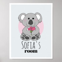 Meeisjes Mooie Koala Beer Cartoon & Naam Kinderkam
