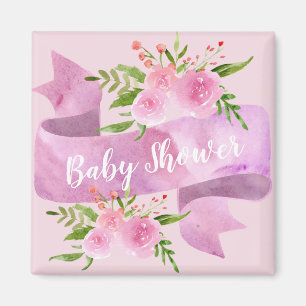 Meeisjesachtig, mooi, chic, bloemig roze baby show magneet