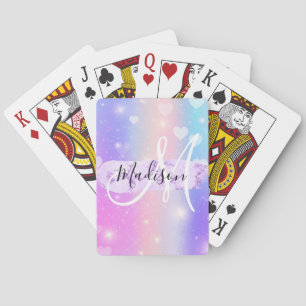 Meeisjesachtige Kleurrijke Eenhoorn Regenboog Hart Pokerkaarten