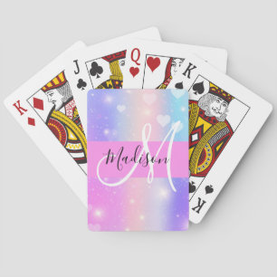 Meeisjesachtige Kleurrijke Eenhoorn Regenboog Hart Pokerkaarten