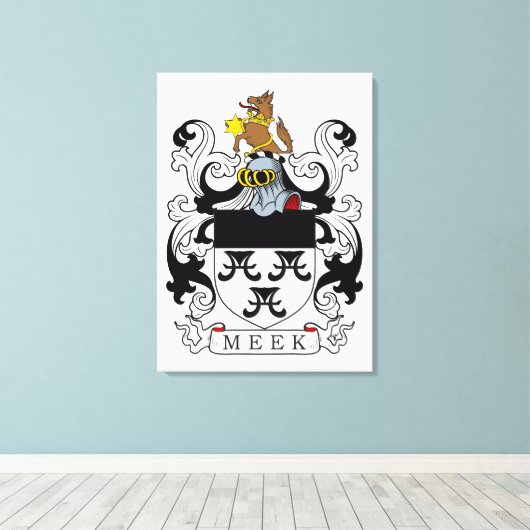 Meek Family Crest Canvas Afdruk (Insitu (Houten vloer))