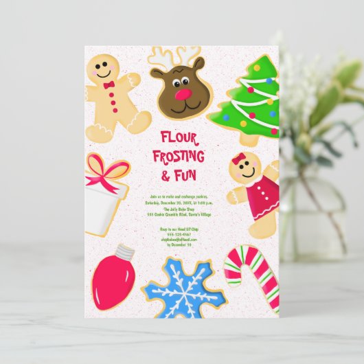 Meel Frosting Leuke Kinder Cookie Exchange Party Kaart (Staand voorkant)