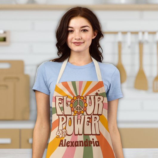 "Meel Power" Retro jaren 60 Grappig koken bakken Schort