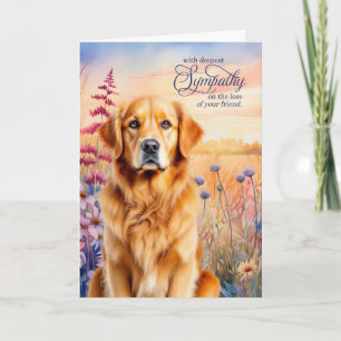 Meelevende Goud Retriever Hond Wilde Bloemenwei Kaart